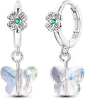 LAZA 925 Sterling Silver Hoop Earrings for Women, Hypoallergenic Huggie Butterfly Dangle Drop Earrings Colorful Flower Earrings Jewelry Gifts