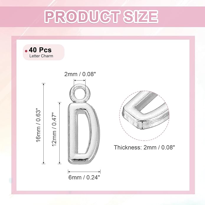 uxcell Letter Charm, Alloy Letter Initial Alphabet Charm for DIY Crafts Jewelry Making Bracelet Earrings Necklace