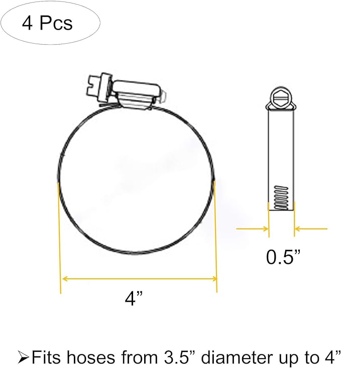 4 Inch Adjustable 304 Stainless Steel Duct Clamps Hose Clamp | Rust Resistant - Image 4