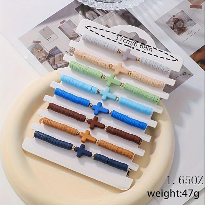 Friendship Bracelets Boho Stackable Bracelets for Women Surfer Heishi Clay Bead Bracelets Stretch Preppy Bracelets Colorful Boho Bracelets for Women