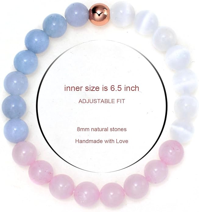 Strong Healing Crystal Bracelet 8MM Genuine Stone Bracelet Lucky Beaded Bracelet Chakra Bracelet 6.5 inch Positive Energy Inspirational Gifts for Women Mom