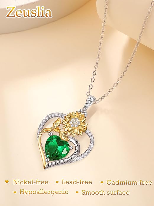 Valentine's Day Gifts for Wife 925 Sterling Silver Double Birthstone Pendant Necklaces I Love You for Always and Forever Necklace Anniversary Birthday Gifts for Wife Girlfriend Mom Her