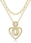 Heart Letter Necklaces for Women 14K Gold Plated Cubic Zirconia Heart Initial Layered Necklace Infinity Pendant Necklace Letter Initial Jewelry for Women