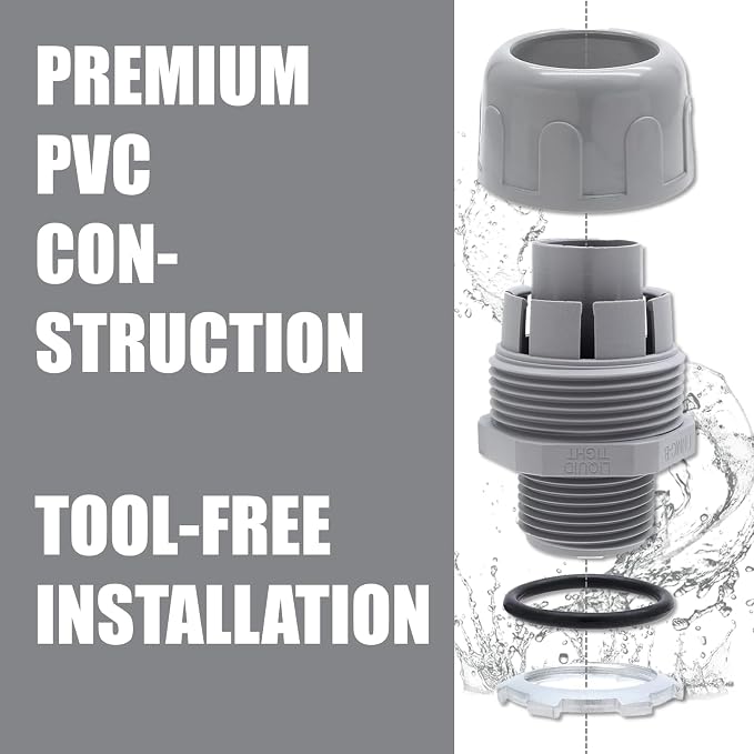 4-Pack 1/2 Inch NPT Liquid Tight PVC Conduit Connector Fittings | straight 180 - Image 2