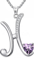 Valentines Day Gifts for Women Alphabet A to Z Initial Birthstone Pendant Necklaces for Women - 18k White Gold Plated Personalized Name Jewelry Valentine Mothers Day Birthday Gifts for Women Her Girlfriend