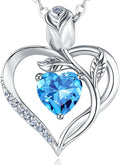 1.2CT Rose Heart Necklace Option of Moissanite or Lab-Grown Sapphire Ruby Emerald&More Necklace for Women Birthstone Girlfriend Necklace S925 Sterling Silver 18K White/Rose Gold Plated D Color VVS1 Gift for Wife Mother Daughter for Birthday Anniversary...