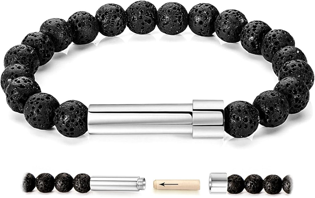 Natural Stone Wish Bracelet with Stainless Steel Capsule - Secret Message Stretch Beaded Bracelet for Women, Spiritual Jewelry Women Gift (Birthday, Mother Daughter)