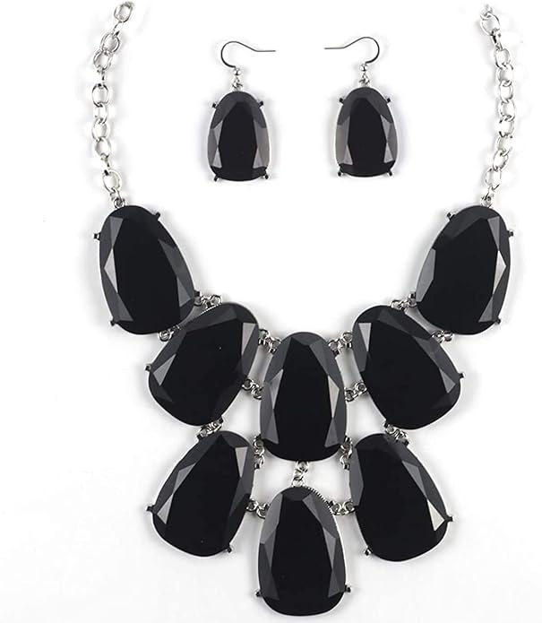 Firstmeet Chunky Bubble Statement Collar Necklace with Earrings for Women