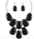 Firstmeet Chunky Bubble Statement Collar Necklace with Earrings for Women