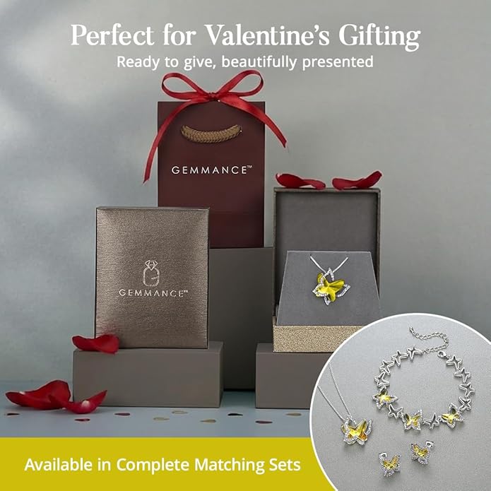 Valentine's Day Gift Butterfly Birthstone Crystal Necklace, Silver Tone with 18”+2” Chain, Necklace for Mother’s Day Anniversary Birthday Gifts for Women and Daughter