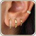 4Pairs Statement Gold Hoop Earrings for Women Trendy,Surgical Steel Gold Plated Hoop Hypoallergenic Earrings Set,Titanium Hoops Earring Stacks,CZ Cartilage Huggie Hoops Earring Gifts for Girlfriend