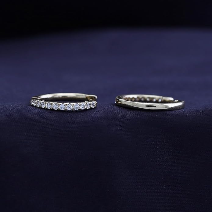 Huggie Hoop Earrings For Women, 0.30 Carat Round Shape Lab Grown Diamond Wedding Bridal Hoop Earrings In 10K Solid Gold Or 925 Sterling Silver Jewelry Gifts For Her (0.30 Cttw)