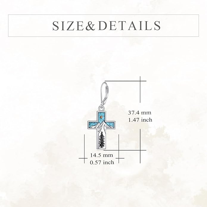 YFN Mountain Earrings 925 Sterling Silver Abalone Dangle Drop Mountain Jewelry Gift for Skiers, Hikers, Campers, Climbers and Nature Lovers