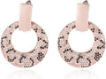 Rose Gold Hoop Earrings for Women, 925 Silver-Plated Thickened Hypoallergenic Earrings, CZ Black Gemstone-Inlaid Earrings - Women's Fashion Jewelry