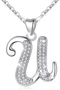 AEONSLOVE 925 Sterling Silver Initial Necklaces for Women, 26 Letters Pendants Necklace Gift for Mother, Daughter, Wife, 18 Inch Chain