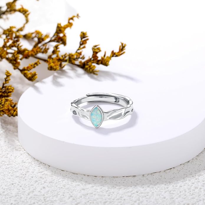 Sterling Silver Blue Butterfly Opal Rings for Women,Butterfly Open Ring Butterfly Ring Butterfly Adjustable Ring Opal Ring Jewelry Gift for Hers Ring Adjustable Size 6-9-1