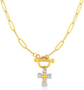 MQV Chunky Statement Gold Hammered Bold Cross Necklace Thick Chain Vintage Chain Pendant Jewelry