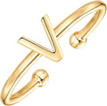 PAVOI 14K Gold Plated Initial Letter Adjustable Ring for Women - Thin Initial Band - Dainty Fashion Jewelry Gifts