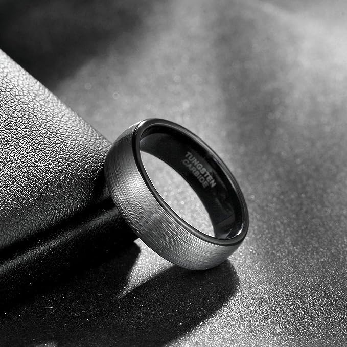 TRUMIUM 4mm 6mm 8mm Tungsten Rings for Men Women Engagement Wedding Band Brushed Black Comfort Fit Size 4-15