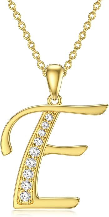 14k Gold Initial Necklace for Women, Solid Gold Moissanite Letter Pendant Necklaces Jewelry for Her Birthday Valentines Day Gifts for Mom Wife Christmas Gifts for Girlfriend Sister