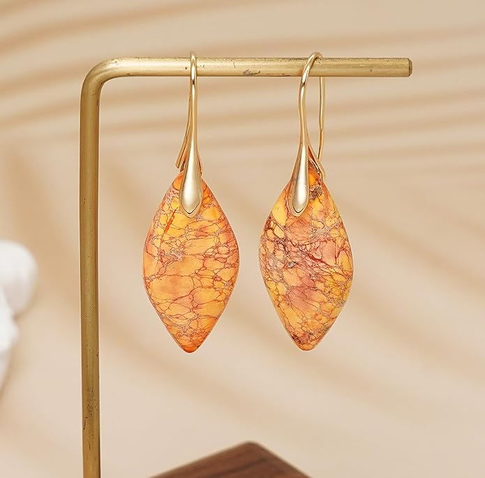 Natural Stone Earrings Multishape Dangle Drop Earrings Boho Stone Earring for Women