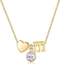 Ursilver Initial Birthstone Necklace for Women - Heart Initial Birthstone Pendant Necklace Personalized Gifts Birthday Gifts for Women