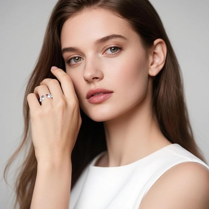 Angel Wing Ring S925 Sterling Silver Adjustable Feather Wrap Rings Jewelry Gifts for Men Women