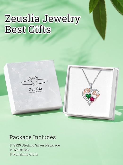 Valentine's Day Gifts for Wife 925 Sterling Silver Double Birthstone Pendant Necklaces I Love You for Always and Forever Necklace Anniversary Birthday Gifts for Wife Girlfriend Mom Her