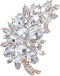 LAXPICOL Vintage Green Austrian Crystal Flower Leaf Bouquet Clusters Large Big Brooch Pin for Women Gold Tone