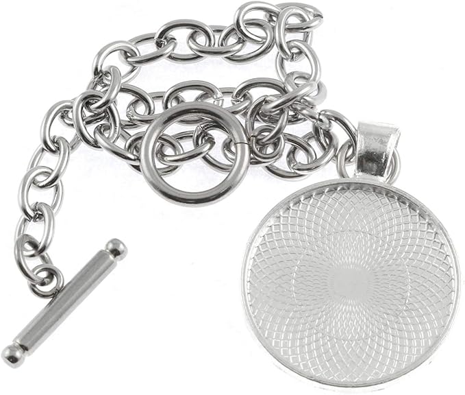 25 pcs 25mm Pendant Trays Round Pendant Bezels Setting Cabochon Blank Base for DIY Jewelry Making, Bright Silver
