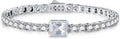 Birthstone Bracelets for Women Birthday Gifts 4CT Radiant Cut Birthstone 4mm Sterling Silver White Gold Tennis Bracelets for Women Round Cut 5A Cubic Zirconia Bezel Setting 7 Inch