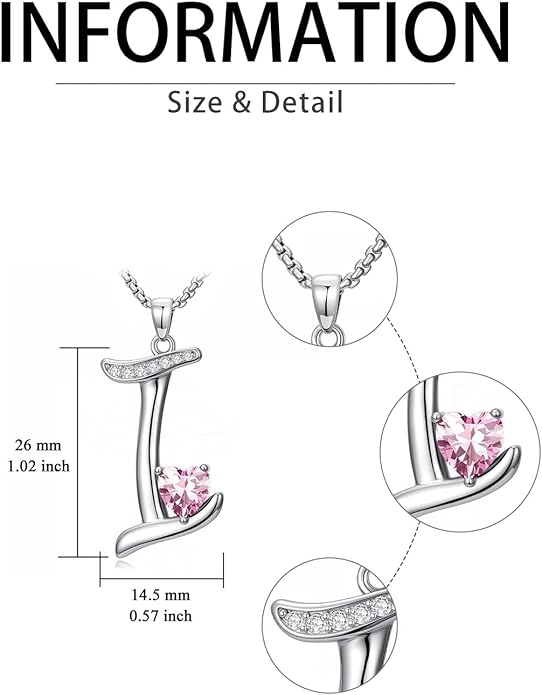 Valentines Day Gifts for Women Alphabet A to Z Initial Birthstone Pendant Necklaces for Women - 18k White Gold Plated Personalized Name Jewelry Valentine Mothers Day Birthday Gifts for Women Her Girlfriend