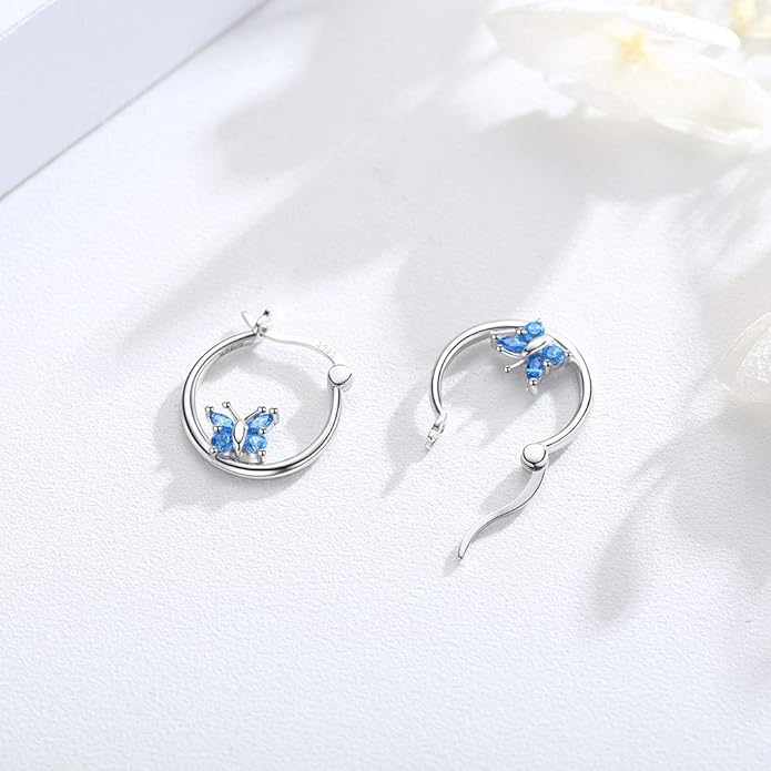JUSTKIDSTOY Hypoallergenic Panda/Unicorn/Hummingbird/Dolphin Hoop Earrings for Women 925 Sterling Silver Animal Huggie Hoop Earrings Jewelry Gifts for Sensitive Ears