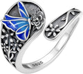 Vintage Adjustable Thumb Rings 925 Sterling Silver Sunflower/Red Cardinal/Butterfly/Turtle/Skull Ring Jewelrry for Women Men