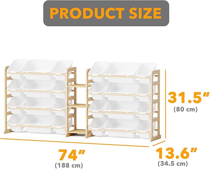 SpaceAid Large Toy Storage Organizer with 24 Bins and 3 Shelves, Toy Organizers Storage Bookshelf, Kids Bin Shelf Box Bookcase for Bedroom Playroom Organization Room Decor, White