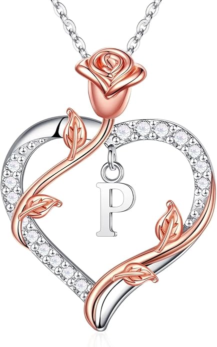 Iefil Valentines Day Gifts for Her - 925 Sterling Silver Heart Initial Necklace, Anniversary Birthday Gifts for Women, Jewelry Gift for Wife Girlfriend