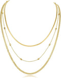Layered Gold Necklaces for Women Trendy 18K Gold Plated Stainless Steel Waterproof Stackable Triple Chain Necklace Gold Jewelry for Daily Wear