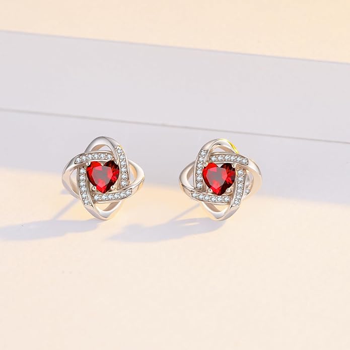 MEDWISE 925 Sterling Silver Birthstone Stud Earrings for Women Birthday Jewelry Gifts for Daughter Mother Women Valentines Day Gifts for Her