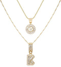 14K Gold Plated Alphabet Necklace Cubic Zirconia Letter Pendant, Personalized Name Jewelry Gift for Women, Customizable A-Z, Birthday/Mothers Day Gifts for Womens