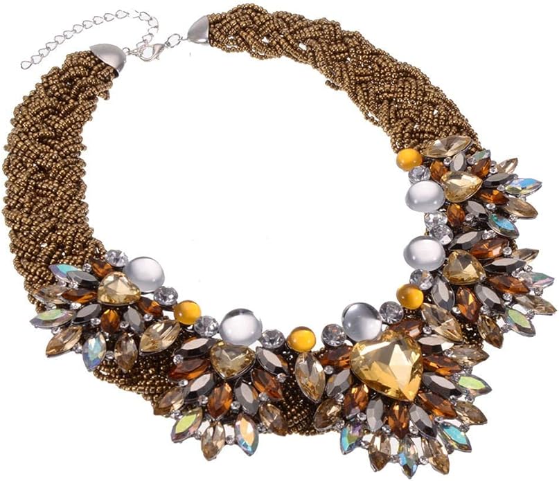 Jerollin Simulated Pearl Body Statement Necklace for Women, Fashion Collar Bib Necklaces Fashion Costume Jewelry Necklace…