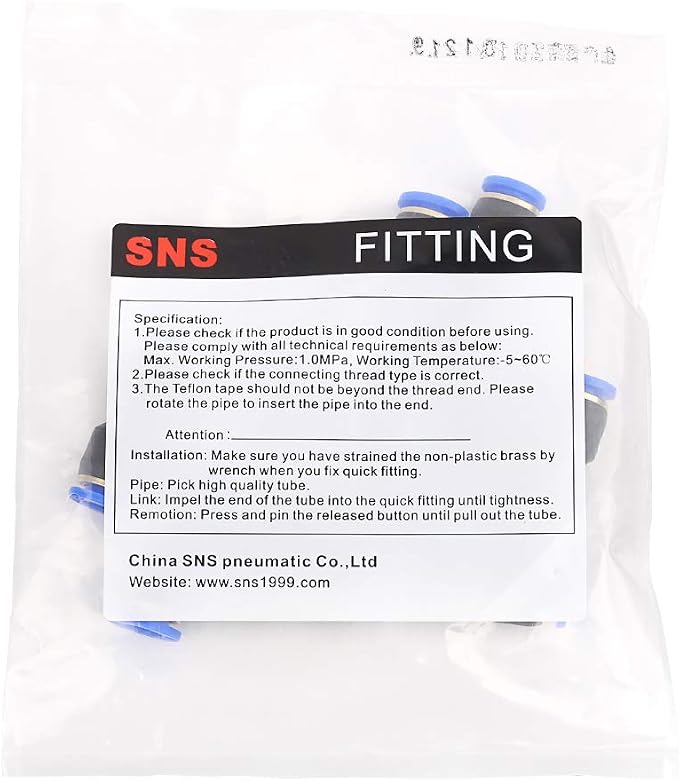 SNS 5/16" Tube OD Plastic Straight Union Pipe Tube Fitting Straight Pneumatic - Image 3
