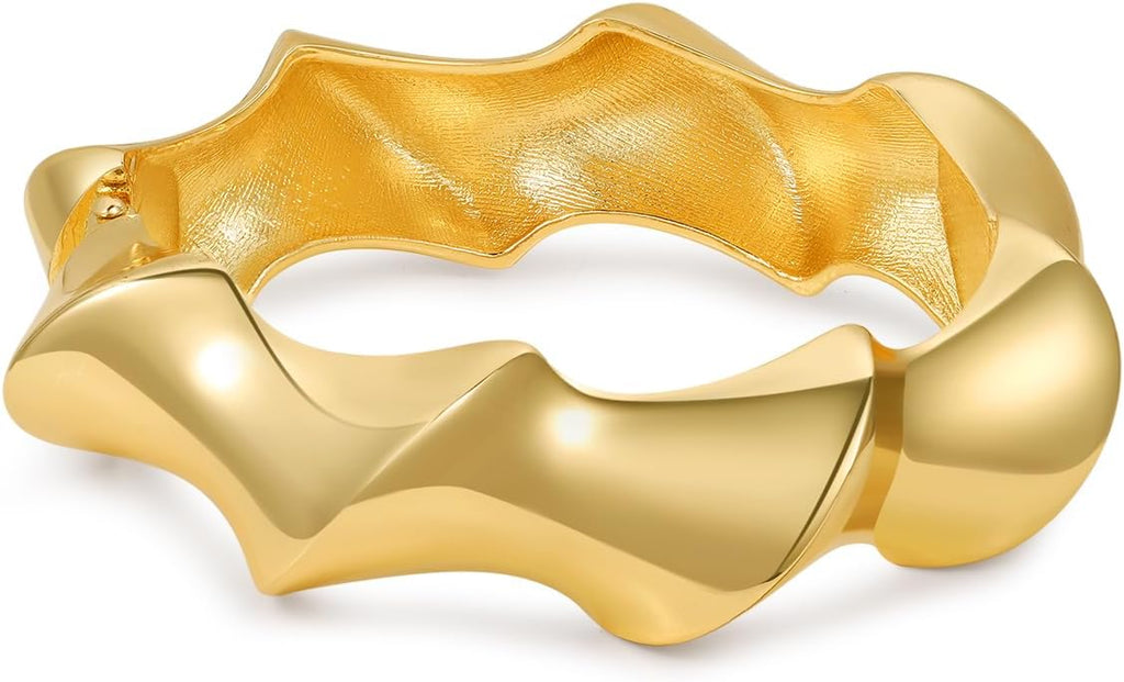 Chunky Gold/Silver Gold Cuff Bangle Bracelets for Women Trendy Hinged Cuff Open Wide Chunky Gold Bracelet Minimalist Bangle Jewelry Gift