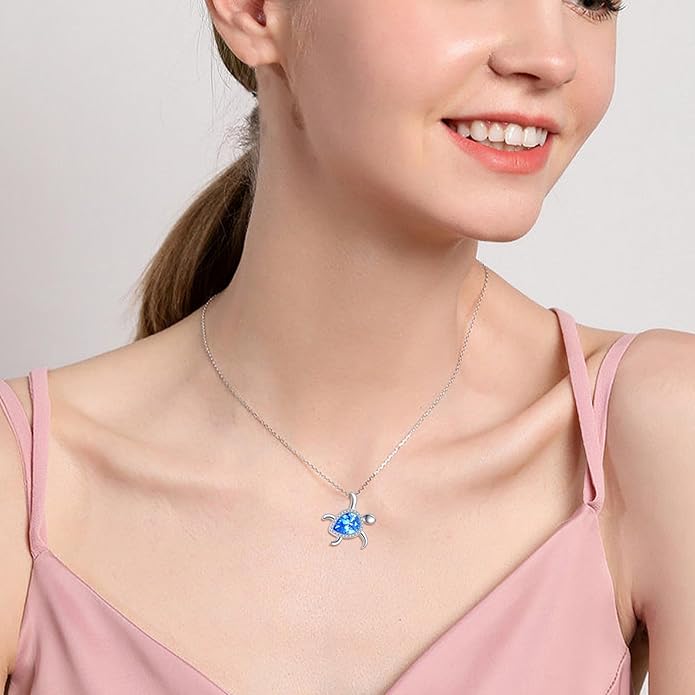 TIGER RIDER Ocean Necklace Sterling Silver Starfish Pendant Necklace Cubic Zirconia Starfish Jewelry Birthday Gifts for Women Ocean Lovers