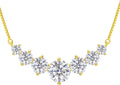 TUHE 7 Stones Moissanite Necklace for Women, 1.7-5.0 Carat Smile Moissanite Pendant Necklace 18k Gold Plated Sterling Silver 16.5+2.5 inch Box Chain Tennis Necklaces with Certificate of Authenticity