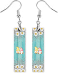 Earrings Handmade Bar Wood Earrings Light Weight Printed Image Dangle Earring Jewelry