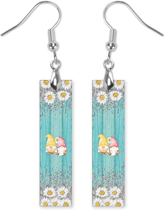 Earrings Handmade Bar Wood Earrings Light Weight Printed Image Dangle Earring Jewelry