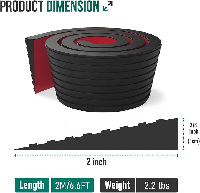 Threshold Ramps for Doorways Self-Adhesive Rubber Threshold Strip | 3000 lb - Image 2