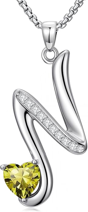 Valentines Day Gifts for Women Alphabet A to Z Initial Birthstone Pendant Necklaces for Women - 18k White Gold Plated Personalized Name Jewelry Valentine Mothers Day Birthday Gifts for Women Her Girlfriend