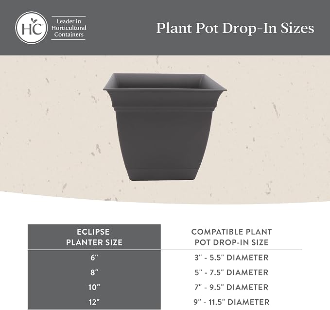 The HC Companies Eclipse Square Planter Pot, 12 Inch, Cottage Stone, Attached - Image 7