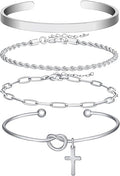 Gold Bracelet Stack for Women 14K Gold Plated Bracelet Stack Silver Jewelry Set Stackable Gold Jewelry Gold Bracelet